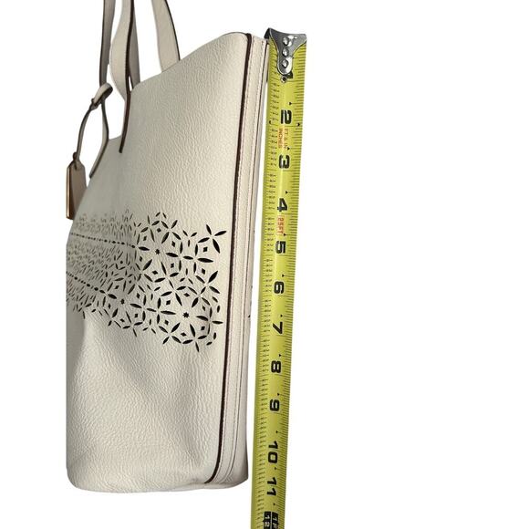 Ralph Lauren Laser Cut Perforated Chantilly Classic Tote Bag & Clutch Ivory Read - Picture 14 of 16